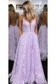 A-Line Lace Long Prom Dresses Formal Evening Gowns 601968