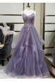 A-Line Tulle Lace Long Prom Dresses Formal Evening Gowns 601971