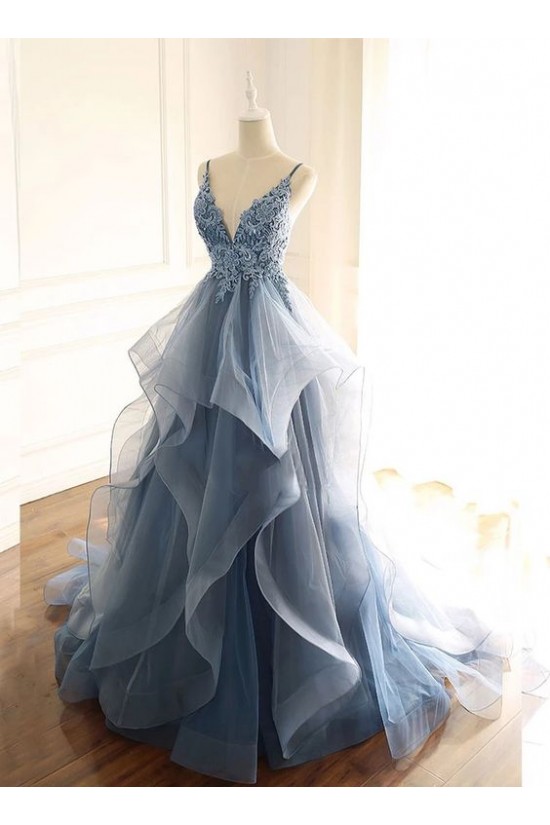 A-Line Tulle Lace Long Prom Dresses Formal Evening Gowns 601972 A-Line Tulle Lace Long Prom Dresses Formal Evening Gowns 601972