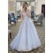 A-Line Tulle Lace V-Neck Long Prom Dresses Formal Evening Gowns 601973