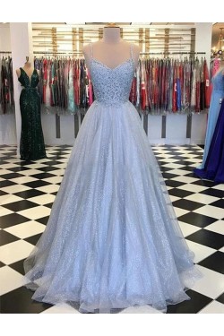 A-Line Spaghetti Straps Long Prom Dresses Formal Evening Gowns 601974