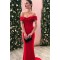 Mermaid Long Red Off-the-Shoulder Prom Dresses Formal Evening Gowns 601993