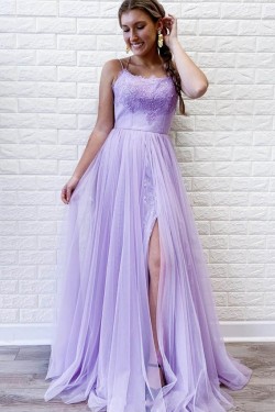 A-Line Lace Long Prom Dresses Formal Evening Gowns 601995