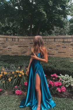 A-Line Simple Stunning Long Prom Dresses Formal Evening Gowns 601996