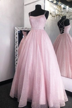 A-Line Long Pink Prom Dresses Formal Evening Gowns 601997