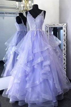 A-Line V-Neck Long Prom Dresses Formal Evening Gowns 601999