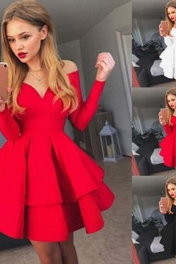 Short Prom Dress Long Sleeves Homecoming Dresses Graduation Party Dresses 701013