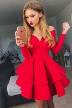 Short Prom Dress Long Sleeves Homecoming Dresses Graduation Party Dresses 701013