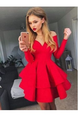 Short Prom Dress Long Sleeves Homecoming Dresses Graduation Party Dresses 701013