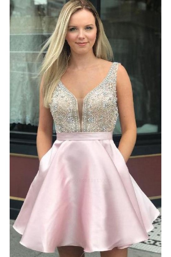 Short Pink Beaded Prom Dress Homecoming Dresses Graduation Party Dresses 701015 Short Pink Beaded Prom Dress Homecoming Dresses Graduation Party Dresses 701015