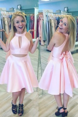 Short Pink Two Pieces Prom Dress Homecoming Dresses Graduation Party Dresses 701019