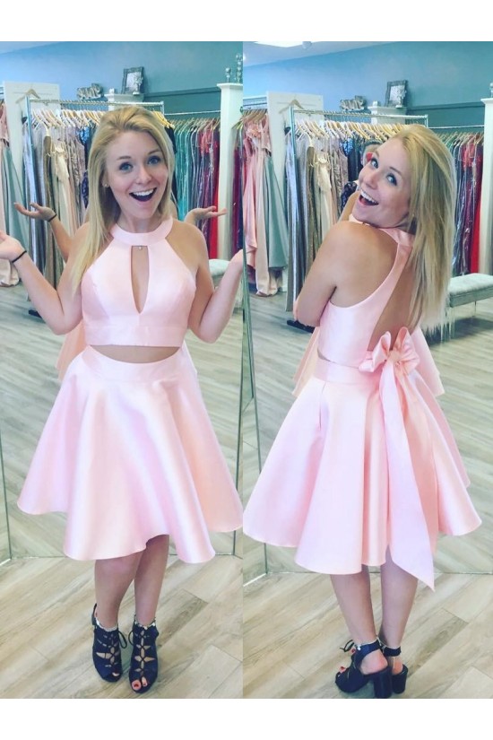 Short Pink Two Pieces Prom Dress Homecoming Dresses Graduation Party Dresses 701019