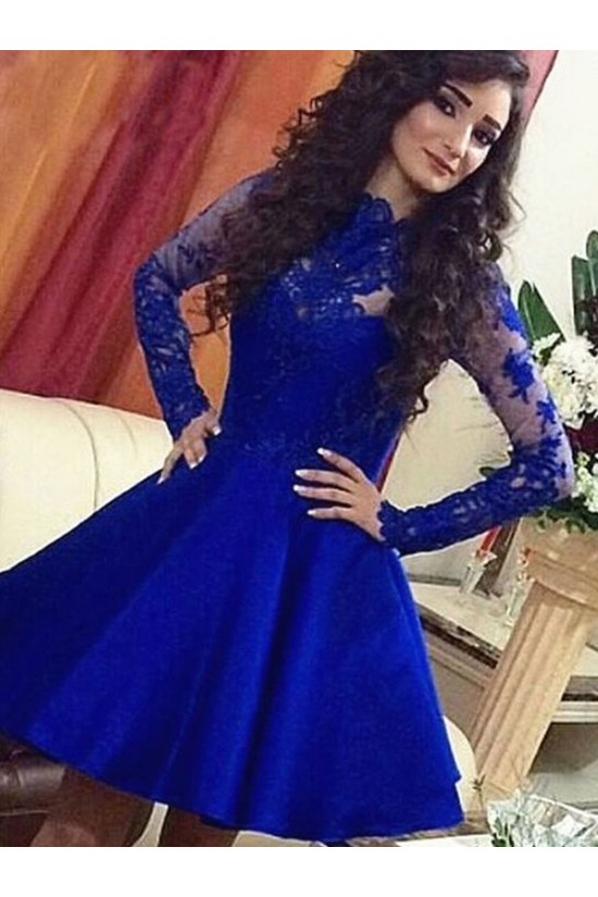 Short Prom Dress Long Sleeves Homecoming Dresses Graduation Party Dresses 701047