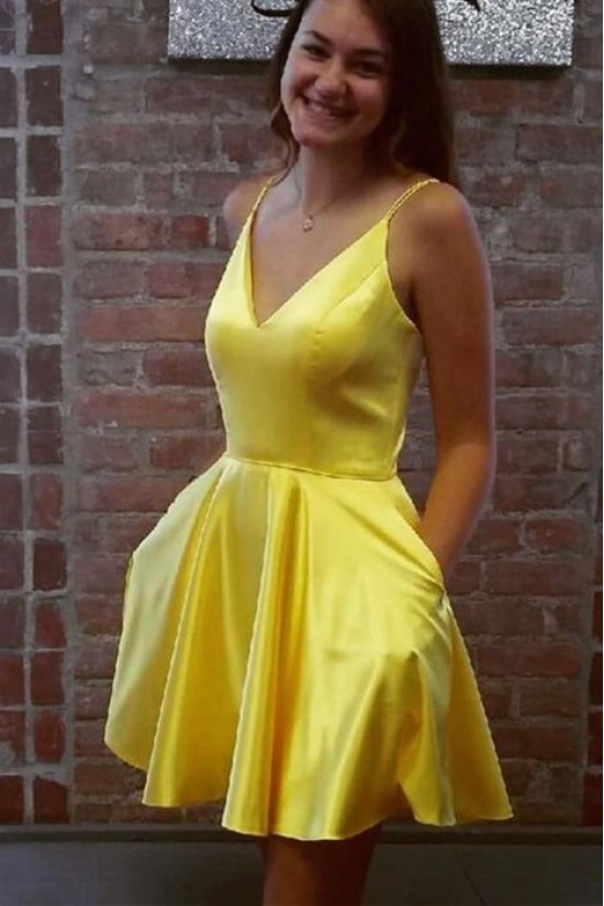 Short Yellow Prom Dress Homecoming Dresses Graduation Party Dresses 701054