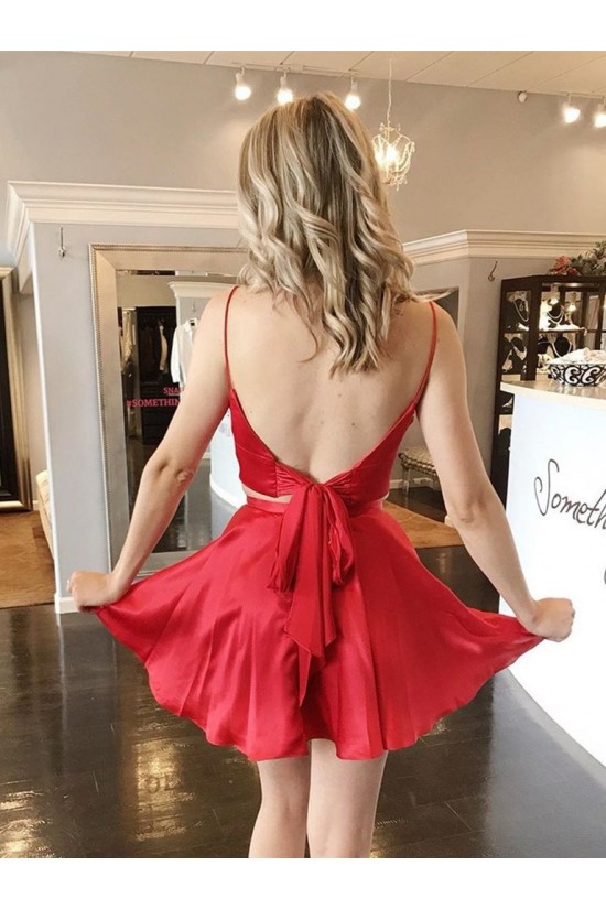 Short Red Two Pieces Prom Dress Homecoming Dresses Graduation Party Dresses 701057