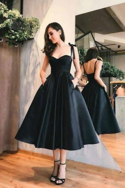A-Line Black Prom Dress Homecoming Dresses Graduation Party Dresses 701058