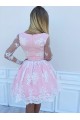 Short Prom Dress Long Sleeves Lace Homecoming Dresses Graduation Party Dresses 701075