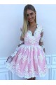 Short Prom Dress Long Sleeves Lace Homecoming Dresses Graduation Party Dresses 701075