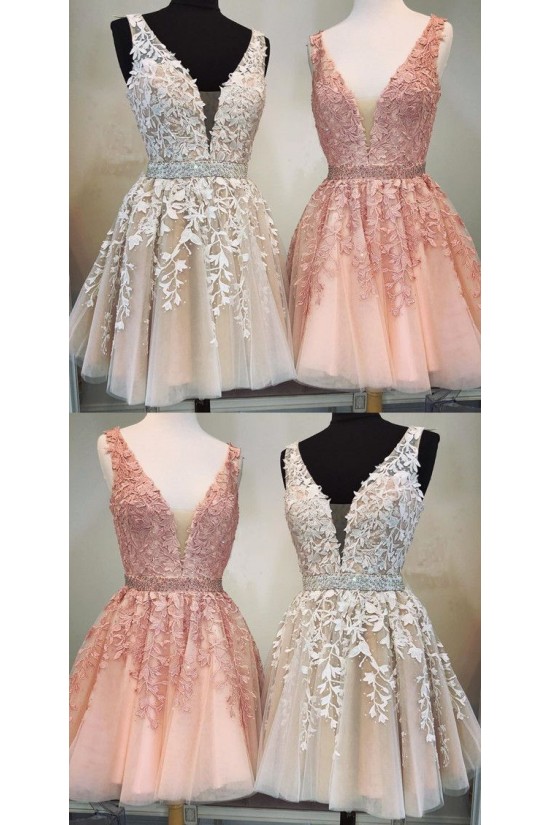 Short Beaded Lace Prom Dress Homecoming Graduation Cocktail Dresses 701099