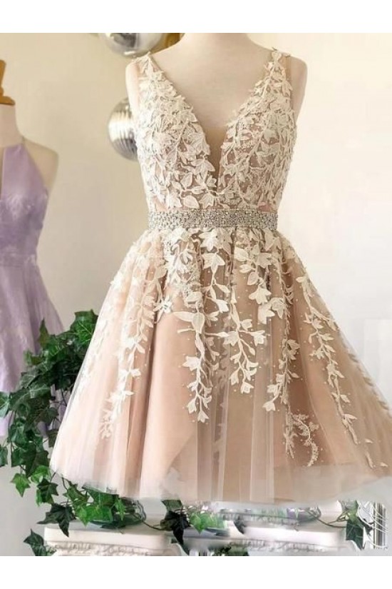 Short Beaded Lace Prom Dress Homecoming Graduation Cocktail Dresses 701099