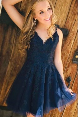 A-Line Lace Short Prom Dress Homecoming Graduation Cocktail Dresses 701102