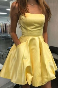 Short Yellow Prom Dress Homecoming Graduation Cocktail Dresses 701104