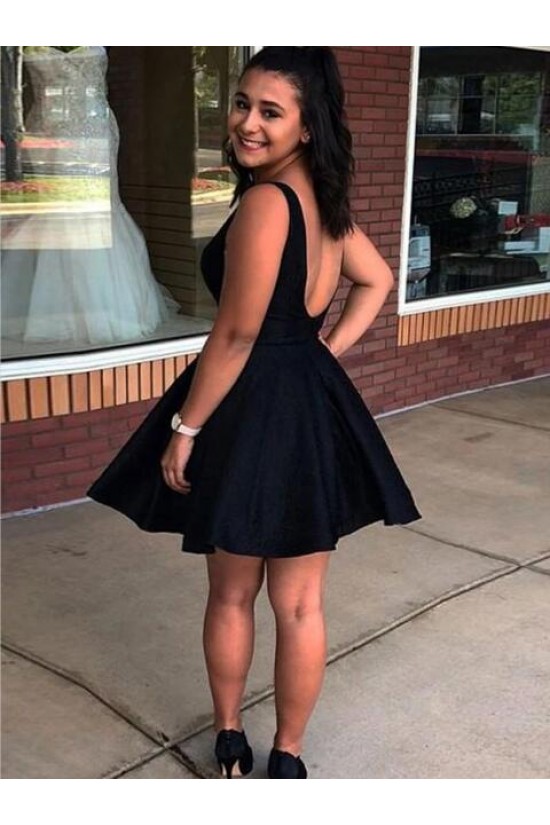 Short Black Satin Prom Dress Homecoming Graduation Cocktail Dresses 701144 Short Black Satin Prom Dress Homecoming Graduation Cocktail Dresses 701144