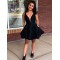 Short Black Satin Prom Dress Homecoming Graduation Cocktail Dresses 701144