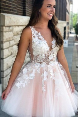 A-Line Lace Short Prom Dress Homecoming Graduation Cocktail Dresses 701167