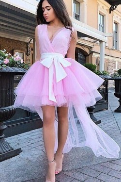 High Low Pink Prom Dress Homecoming Graduation Cocktail Dresses 701214