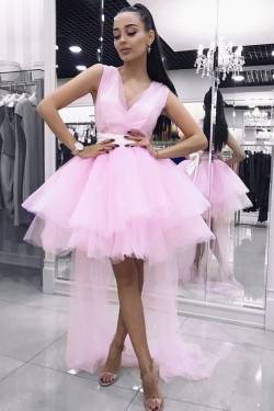 High Low Pink Prom Dress Homecoming Graduation Cocktail Dresses 701214