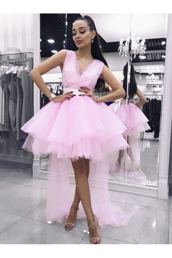 High Low Pink Prom Dress Homecoming Graduation Cocktail Dresses 701214
