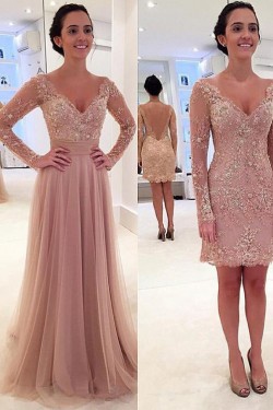 Elegant Beaded Lace Long Sleeves Mother of the Bride Dresses 702001