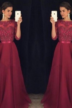 A-Line Lace 3/4 Length Sleeves Mother of the Bride Dresses 702004