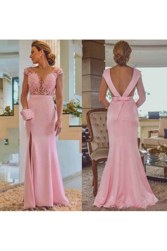 Long Pink Beaded Lace Mermaid Mother of the Bride Dresses 702008 Long Pink Beaded Lace Mermaid Mother of the Bride Dresses 702008