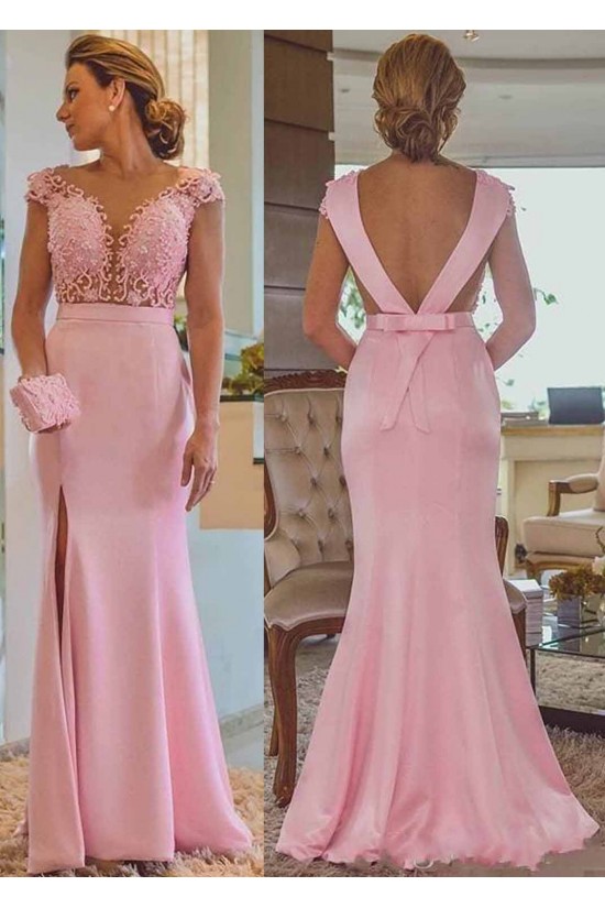 Long Pink Beaded Lace Mermaid Mother of the Bride Dresses 702008 Long Pink Beaded Lace Mermaid Mother of the Bride Dresses 702008