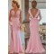 Long Pink Beaded Lace Mermaid Mother of the Bride Dresses 702008