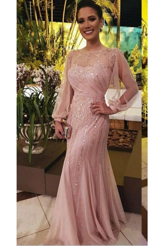 Long Sleeves Beaded Sequins Mother of the Bride Dresses 702013