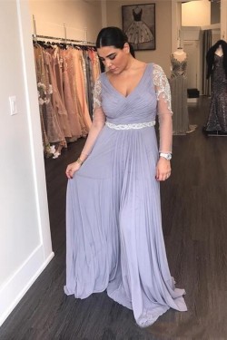 A-Line Lace Long Sleeves Mother of the Bride Dresses 702032