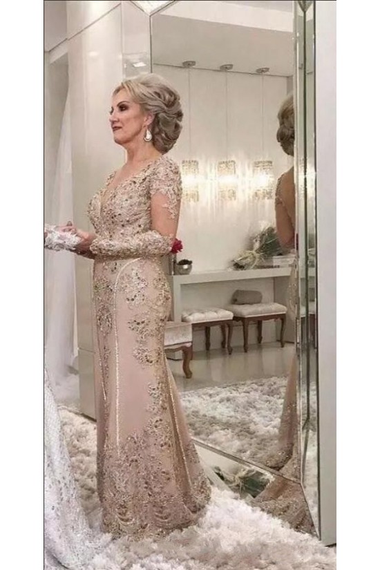 Long Sleeves Beaded Lace Mother of the Bride Dresses 702040 Long Sleeves Beaded Lace Mother of the Bride Dresses 702040
