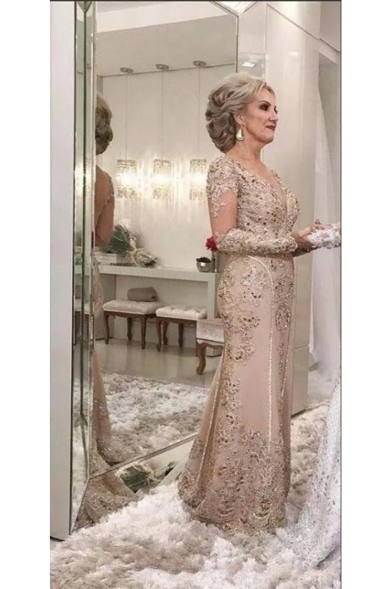 Long Sleeves Beaded Lace Mother of the Bride Dresses 702040 Long Sleeves Beaded Lace Mother of the Bride Dresses 702040