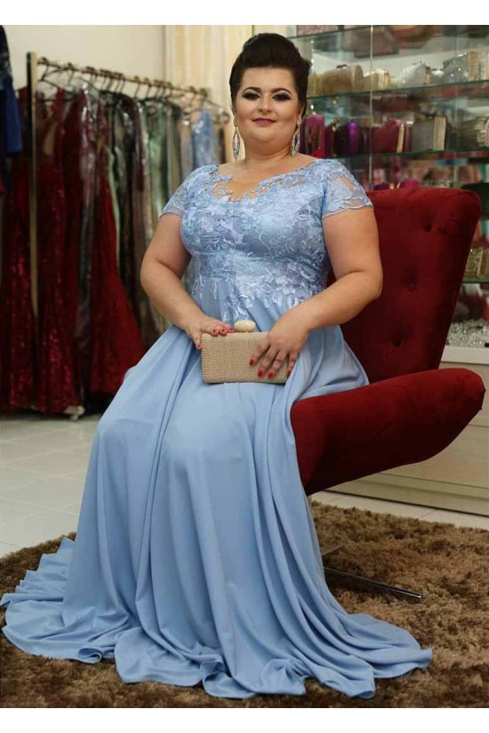 A-Line Chiffon Plus Size Mother of the Bride Dresses 702042