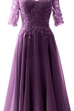A-Line V-Neck Lace Floor Length Mother of the Bride Dresses 702047