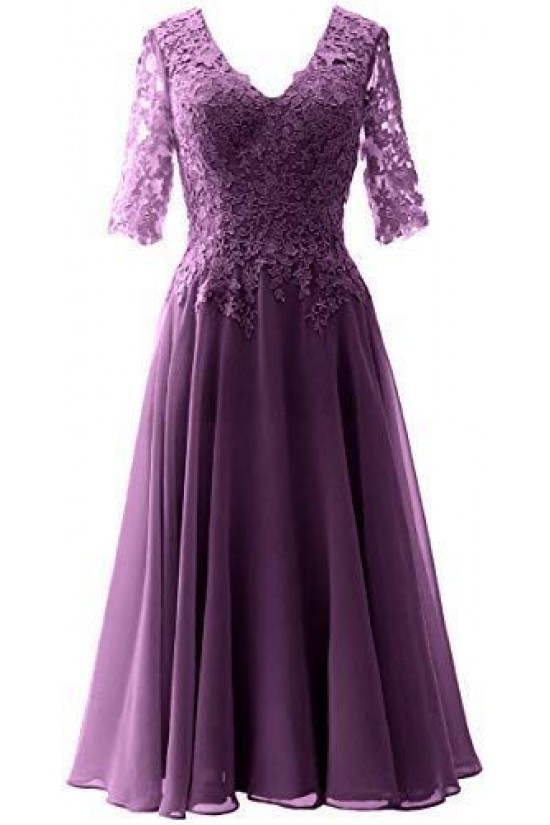 A-Line V-Neck Lace Floor Length Mother of the Bride Dresses 702047