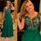 A-Line Beaded Lace Long Green Mother of the Bride Dresses 702063
