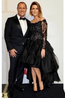 High Low Beaded Lace Black Mother of the Bride Dresses 702065