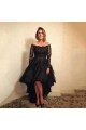 High Low Beaded Lace Black Mother of the Bride Dresses 702065