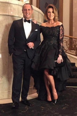 High Low Beaded Lace Black Mother of the Bride Dresses 702065