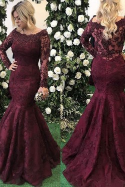 Long Sleeves Beaded Mermaid Mother of the Bride Dresses 702080