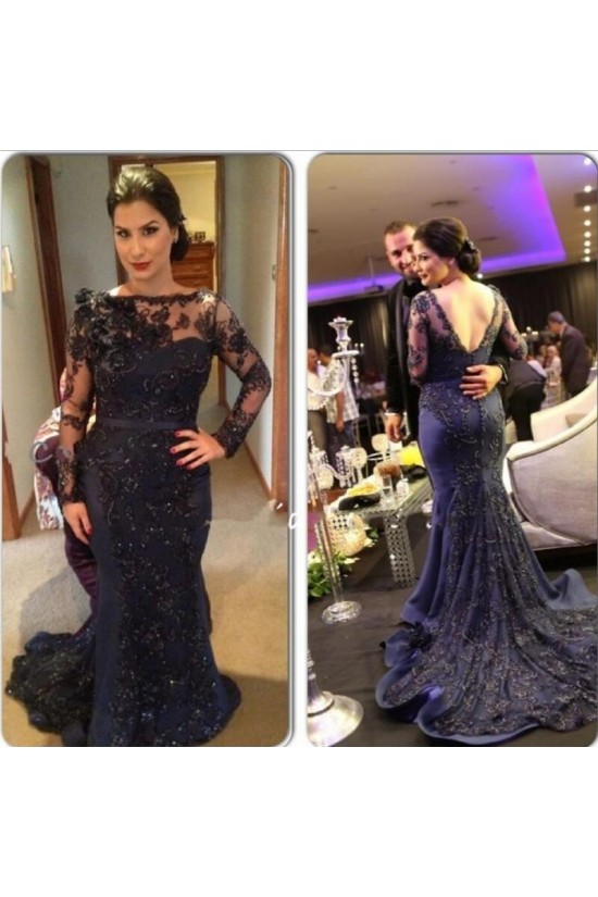 Long Sleeves Beaded Lace Mermaid Mother of the Bride Dresses 702084 Long Sleeves Beaded Lace Mermaid Mother of the Bride Dresses 702084